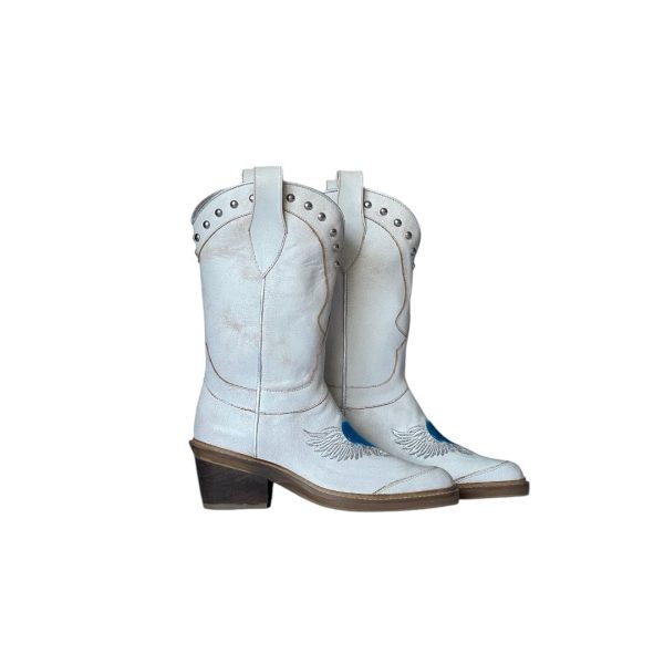 Tex Celeste Alado Caña Media Bordadas